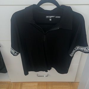 KARL LAGERFELD black short sleeve with zip size medium